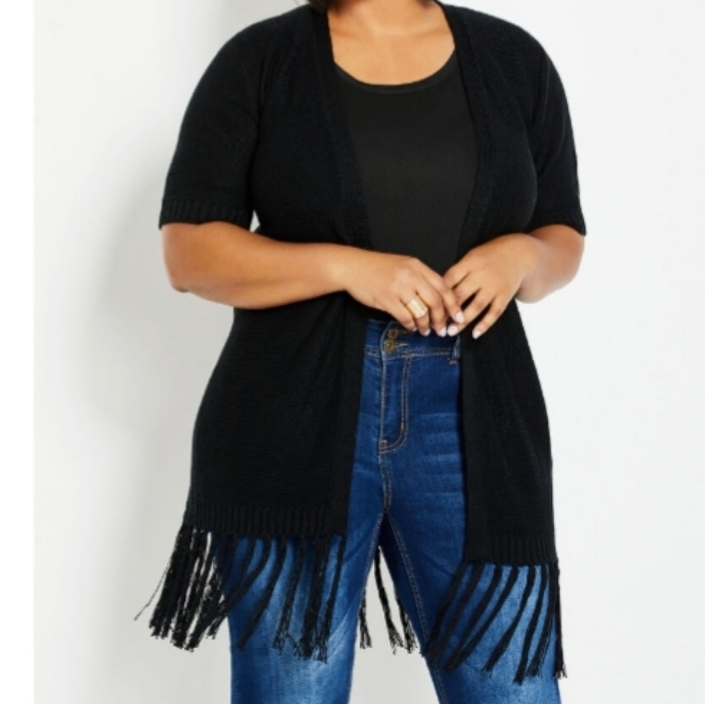 Fringed Open Knit Cardigan